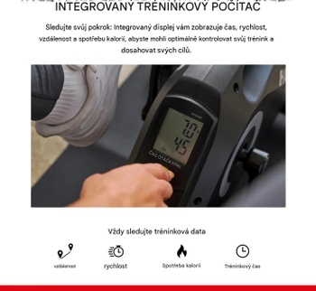 Magnetický pedálový trenažér s 8-stupňovým systémom odporu, LCD displej, čierny - B