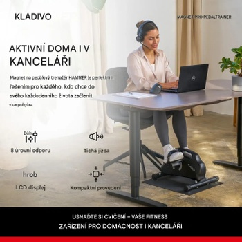 Magnetický pedálový trenažér s 8-stupňovým systémom odporu, LCD displej, čierny - B