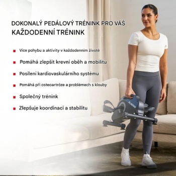 Magnetický pedálový trenažér s 8-stupňovým systémom odporu, LCD displej, čierny - B
