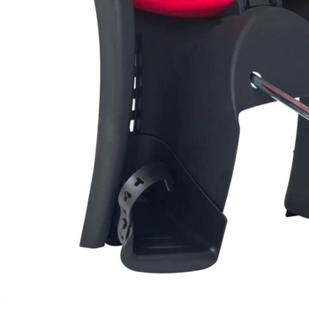 Detská cyklosedačka, uchytenie na trubku rámu, nosnosť do 22 kg, čierno / červená - B