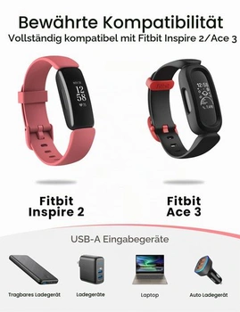Nabíječka Sinoacc kompatibilní s Fitbit Inspire 2 Ace 3 Nabíjecí kabel pro fitness tracker 100