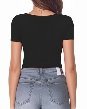 Dámské body s krátkým rukávem a klasickým kulatým výstřihem ALGALAROUND, bavlna, elegantní dámské