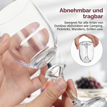 VINATO Sada 2 plastových sklenic na víno na cesty, 200ml skládací kempingové sklenice na víno, s