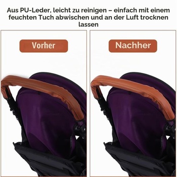 Kožený poťah na rukoväť kočíka Agatige, mäkký chránič rukoväte kočíka, poťah na lakťovú opierku,