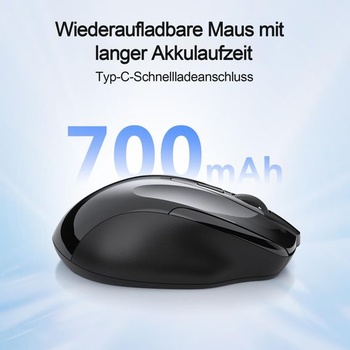 Bezdrôtová myš TECKNET Bluetooth s tromi režimami BT 5.0/3.0 + 2.4GHz, čierna