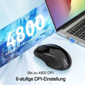 Bezdrôtová myš TECKNET Bluetooth s tromi režimami BT 5.0/3.0 + 2.4GHz, čierna