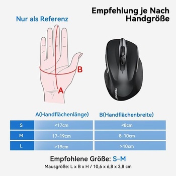 Bezdrôtová myš TECKNET Bluetooth s tromi režimami BT 5.0/3.0 + 2.4GHz, čierna