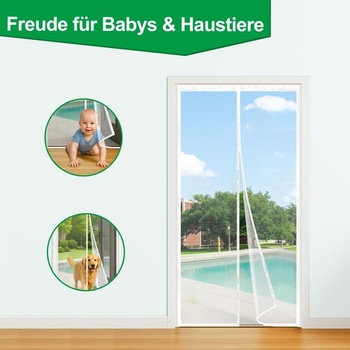Magnetická sieť proti hmyzu na balkónové dvere, 140x240cm, sieť proti hmyzu na balkónové dvere, biela,