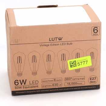 Žiarovka LUTW E27 Vintage, teplá biela 2700K, 6W ST64 Edison LED žiarovka, ekvivalent 60W žiarovky,