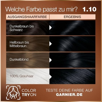 Garnier GOOD Permanentná farba na vlasy 1.10 Polnočná čierna - Farba na vlasy bez amoniaku, až 100%