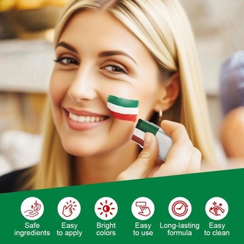 Talianska farba na tvár, dúhová make-up tyčinka zelená, biela, červená