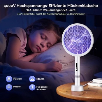 Elektrická plácačka na muchy 4000 V, 1800 mAh, dobíjacia cez USB | Funkcia duálneho nabíjania,