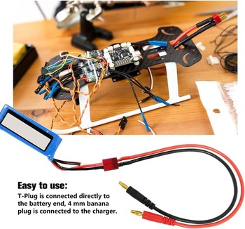 YIXISI 2dílný kabel pro nabíjení RC baterií s T-konektorem a banánkem 4,0 mm, adaptér z T-konektoru