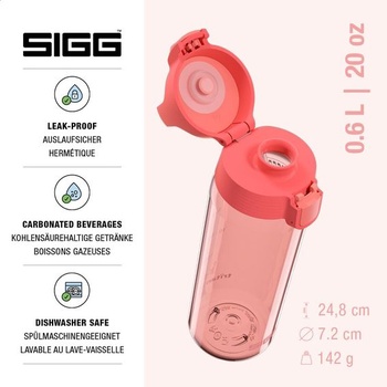 Sigg - Tritánová fľaša na vodu - Total Color ONE Watermelon - Vhodná pre sýtené nápoje - Vhodná do
