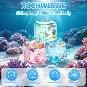 Squishy's Cube Stress Ball - Senzorické stresové loptičky s plávajúcimi mušľami a hviezdami, Stress Ball