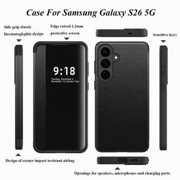 Ochranné puzdro S26 pre Samsung S26, Flipové puzdro, Priehľadné, Tenké, Priehľadné, Flipové puzdro