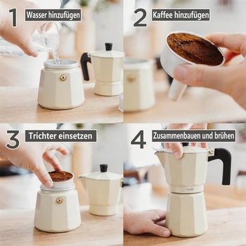 Espresso kávovar na 3 šálky, konvice na espresso 150 ml, hliníkový kávovar, ITALIA, espresso