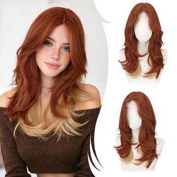 RUWISS Dlhá medená blond vrstvená parochňa, 53 cm parochne…