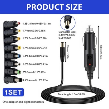 Kabel zapalovače cigaret 12V, 1,5m nabíjecí kabel pro DVD přehrávač do auta