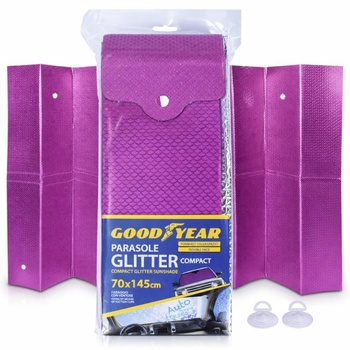 Slnečná clona do auta Goodyear predná 70 x 145 cm obojstranná s prísavkami – univerzálna slnečná