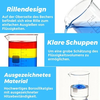 2 x 10ml sklenené odmerky, priehľadné laboratórne mini odmerné valce