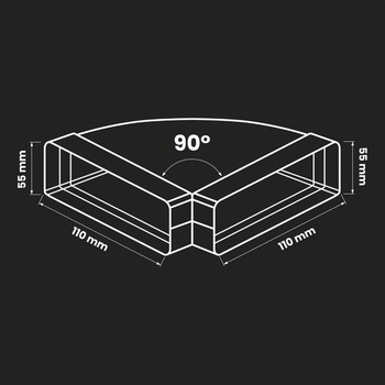 Repa Market 90° ploché potrubí 110 x 55 mm - Horizontální obdélníková spojka potrubí - ABS plastová
