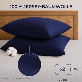 Dreamzie - Obliečka na vankúš 50x70cm - Sada 2 kusov - 100% bavlna - Tmavomodrá 50 x 70 cm, 2 kusy
