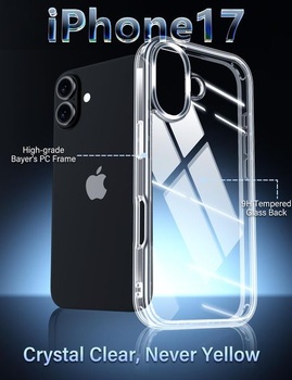 Kryt X-level pre iPhone 17, číra sklenená zadná strana, priehľadný iPhone 17