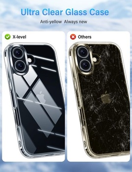 Kryt X-level pre iPhone 17, číra sklenená zadná strana, priehľadný iPhone 17