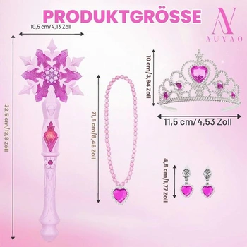 AUYAO Sněhová vločka Svítící čaroděj Dětská princezna LED Kouzelná hůlka Dětský kouzelný doplněk