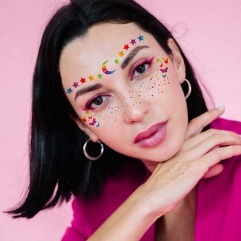 DPKOW Dúhové dočasné tetovanie pre gay pride očný make-up, 10 listov LGBT dúhové tetovanie na tvár