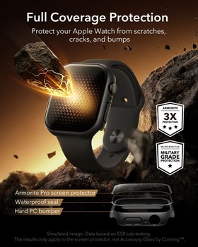 Ochranné puzdro ESR Glass Case od Corning™ pre Apple Watch 11/10 (46 mm), čierne pre 46 mm (rad