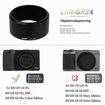 Adaptérový kroužek filtru objektivu Haoge LAR-GR3X pro digitální fotoaparát RICOH GR3X/GRIIIX s