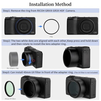Adaptérový kroužek filtru objektivu Haoge LAR-GR3X pro digitální fotoaparát RICOH GR3X/GRIIIX s