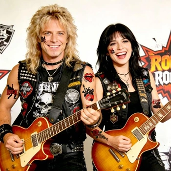 Rock and Roll tetování pro děti, 10 listů Rock Band Punk dětské tetování sada šetrná k pokožce