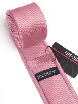 Pánská kravata HISDERN, úzký střih, jednobarevná hedvábná kravata pro muže, klasická formální