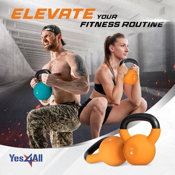 Yes4All HCR1 Neoprenem potažené kettlebelly, silové tréninkové kettlebelly - 6 kg oranžové