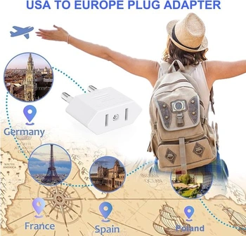Balení 4 adaptérů z USA do EU, cestovní adaptéry se zástrčkami z USA do Německa, adaptér z americké