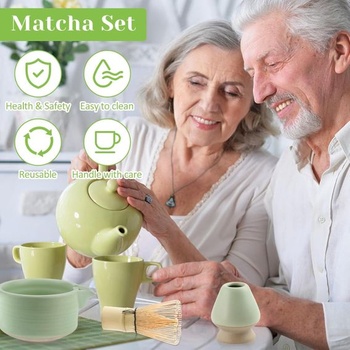 Sada na matchu TAIHOBO, včetně metličky na matchu, keramické misky na matchu o objemu 550 ml s