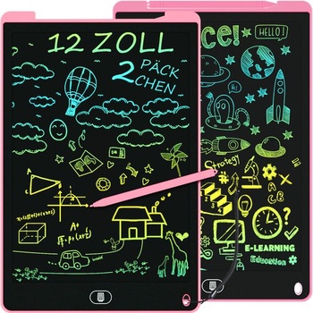 2 farebné LCD písacie tablety 12 palcov, kresliaca doska, mazateľná ružová