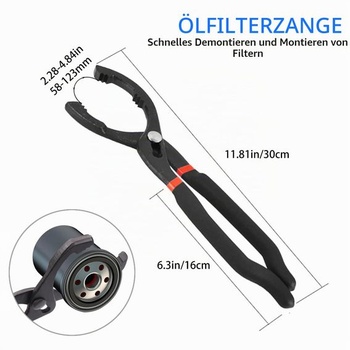 Klíč na olejový filtr 30 cm, nastavitelný klíč na olejový filtr s protiskluzovou rukojetí, nástroj