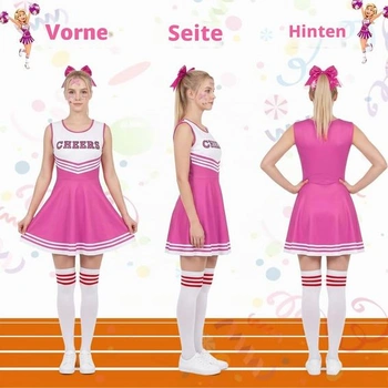 Dámský kostým roztleskávačky, roztleskávací outfit s bambulkami, růžová-M růžová L