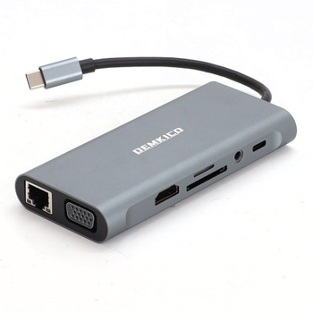 DEMKICO 11v1 USB C Hub Multiport adaptér s 4K HDMI, 1080P VGA, 100W PD, USB 3.0, USB 2.0 porty,
