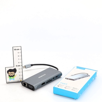 DEMKICO 11v1 USB C Hub Multiport adaptér s 4K HDMI, 1080P VGA, 100W PD, USB 3.0, USB 2.0 porty,