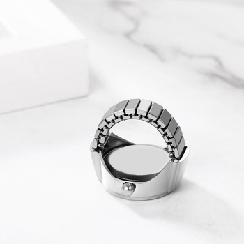 JewelryWe Prstenové hodinky Pánske Dámske okrúhle analógové quartzové elastické zliatinové prsteňové