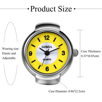 JewelryWe Prstenové hodinky Pánske Dámske okrúhle analógové quartzové elastické zliatinové prsteňové