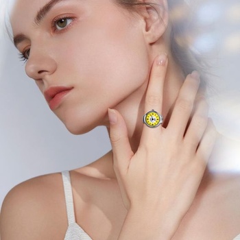 JewelryWe Prstenové hodinky Pánske Dámske okrúhle analógové quartzové elastické zliatinové prsteňové