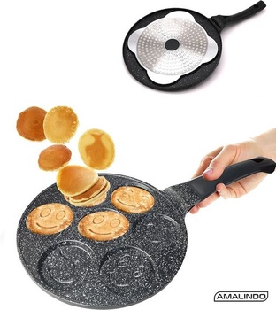 Palacinková panvica Amalindo Ø26cm | Palacinková panvica so 7 otvormi Smiley | Nepriľnavý povrch |