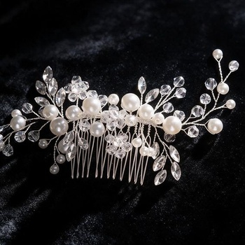 Svadobný hrebeň Dámske perlové šperky do vlasov Svadobná elegantná čelenka