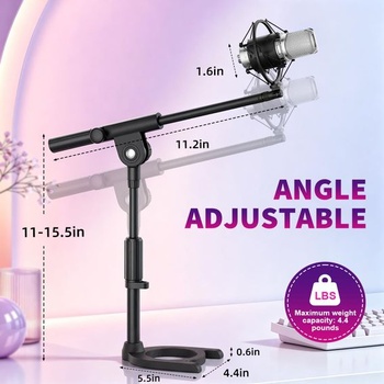 Stolný mikrofónový stojan s odpruženým držiakom - výškovo nastaviteľný 28-40 cm, otočný o 180 ° sa